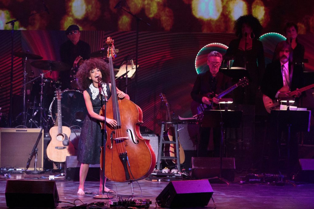 Esperanza Spaulding kicked off her shoes, picked up her oversized acoustical bass, and added some soul to the Beetles “COME TOGETHER” musical fest.